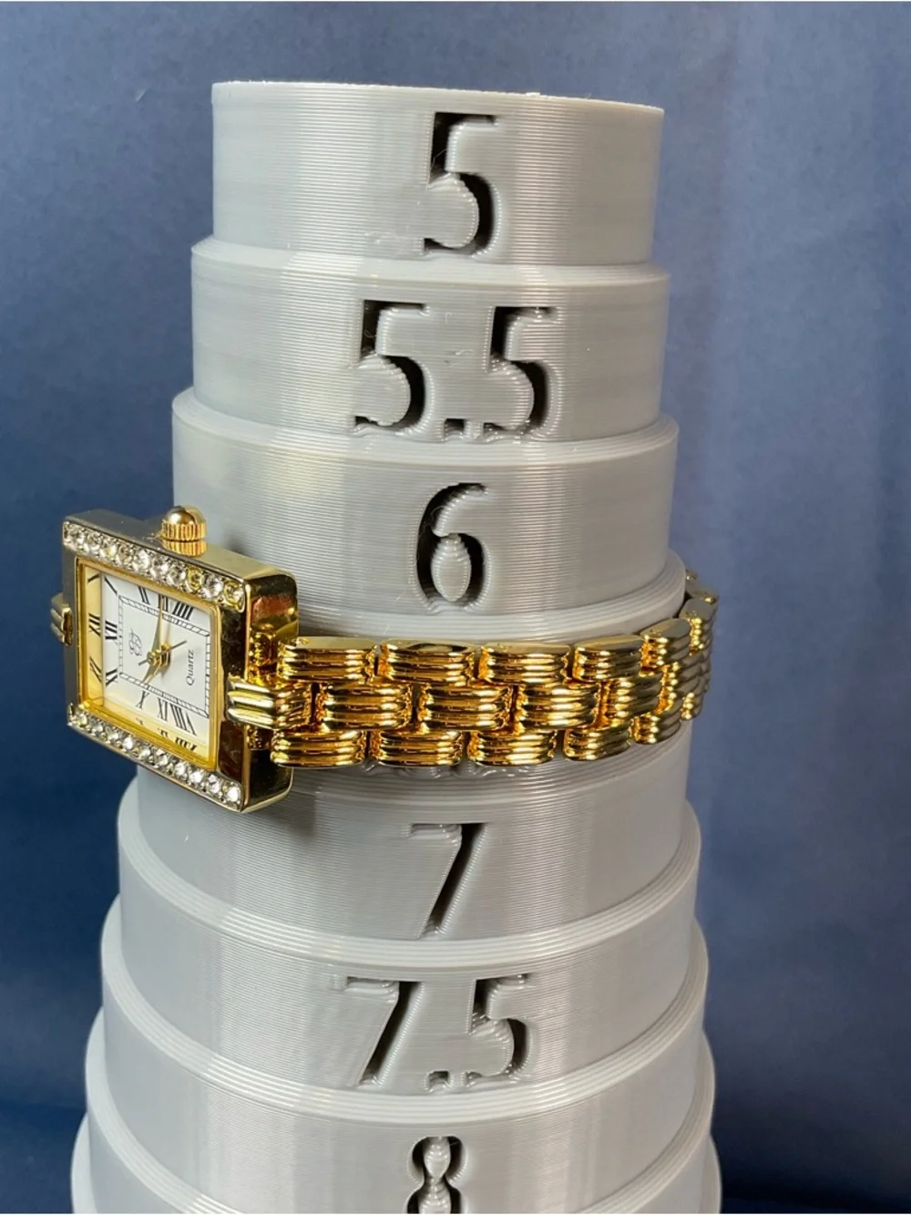 Gold Tone Rhinestone Dress Watch Rectangular Face Roman Numerals Quartz
